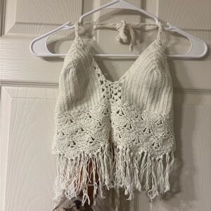 Crochet Halter Top with Fringe